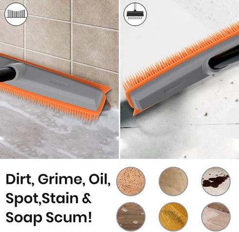 TreeLen Rubber Broom - Carpet Rake Pet Hair Remover with Squeegee Extension for Cleaning Floors