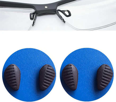 BEHLINE Eyeglasses Nose Pads, 2 Pairs Soft Silicone Push-in Replacement for Glasses and Sunglasses (Black)