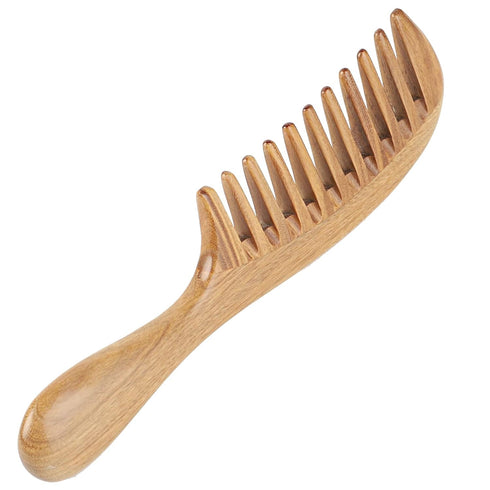 Onedor Handmade 100% Natural Green Sandalwood Hair Combs - Anti-Static Natural Hair Detangler Wooden Comb
