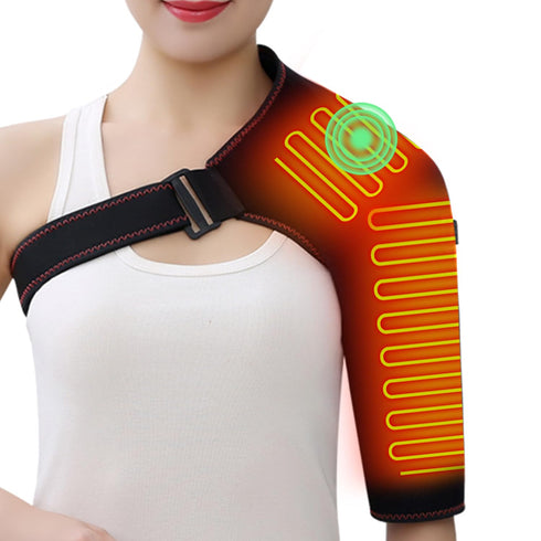 Heated Shoulder Brace with Massager, Portable Electric Heating Pad for Shoulder Pain and Muscle Massage