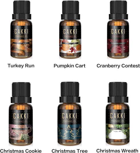 Set, 6x10mL, Christmas Essential Oils Gift for Home, for Diffuser, CAKKI Premium Grade Fragrance Oils with Christmas
