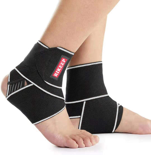 Adjustable Ankle Support Brace, Breathable Nylon Material, Super Elastic and Comfortable, 1 Size Fits All, Gray (1 Pair)