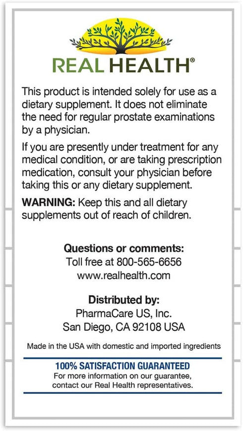 Real Health Prostate Complete Supplements for Men, 30 Count, Saw Palmetto Formula