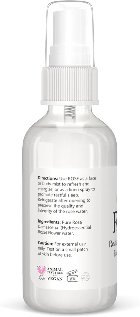 Isabella's Clearly Rose 100% Pure Rose Petal Water Spray - Hydration Mist for Body and Hair, Alcohol-Free, Glass