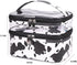 FITINI 3 Pieces Double Layer Makeup Bags, Large White Cows Waterproof Cosmetic Cases for Women Makeup Storage