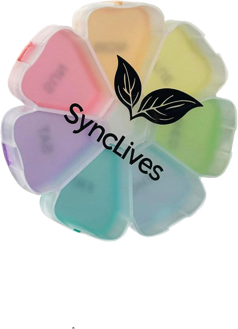 SyncLives 7 Gummies Extra Large Weekly Pill Box Day, Cute Pill Case Organizer, Pill Container, Colorful Medicine Pill