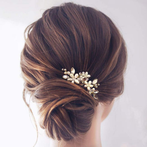 JAKAWIN Pearl Bride Wedding Hair Pins, Bridal Hair Piece Accessories for Women, Gold