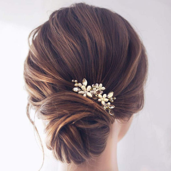 JAKAWIN Pearl Bride Wedding Hair Pins, Bridal Hair Piece Accessories for Women, Gold