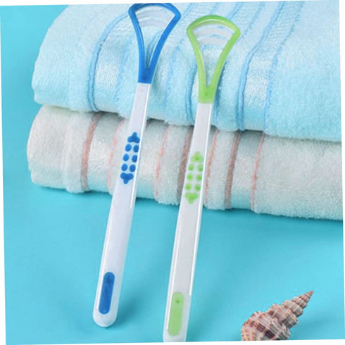 Meyrwoy Tongue Scraper Tongue Cleaning Brush Scraping Tools Scrubber for Healthy Care Mouth Hygiene Green