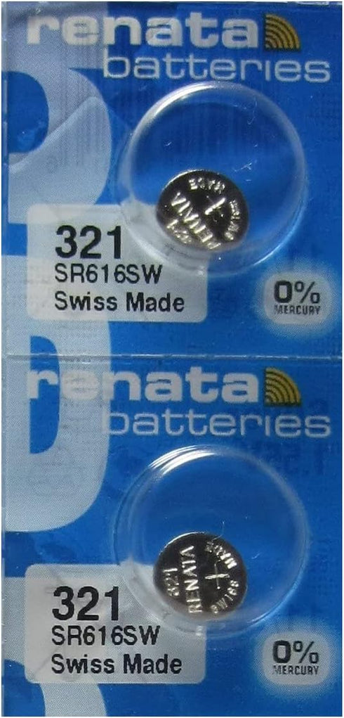 Renata 321 SR616SW Batteries - 1.55V Silver Oxide 321 Watch Battery (2 Count)