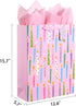 SUNCOLOR 16" Extra Large Gift Bag with Tissue Paper for Girls, Happy Birthday Candles