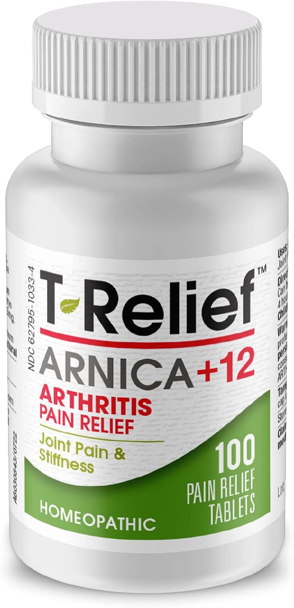 T-Relief Arthritis Arnica +12 Natural Pain Medicines, 100 Tablets for Joint Pain Relief in Women & Men