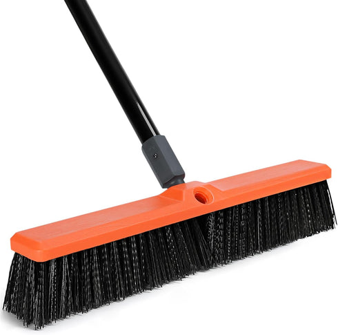 TreeLen 18 inch Push Broom - Heavy Duty Outdoor Broom for Driveways, Sidewalks, Patios, Cleans Dirt & Debris
