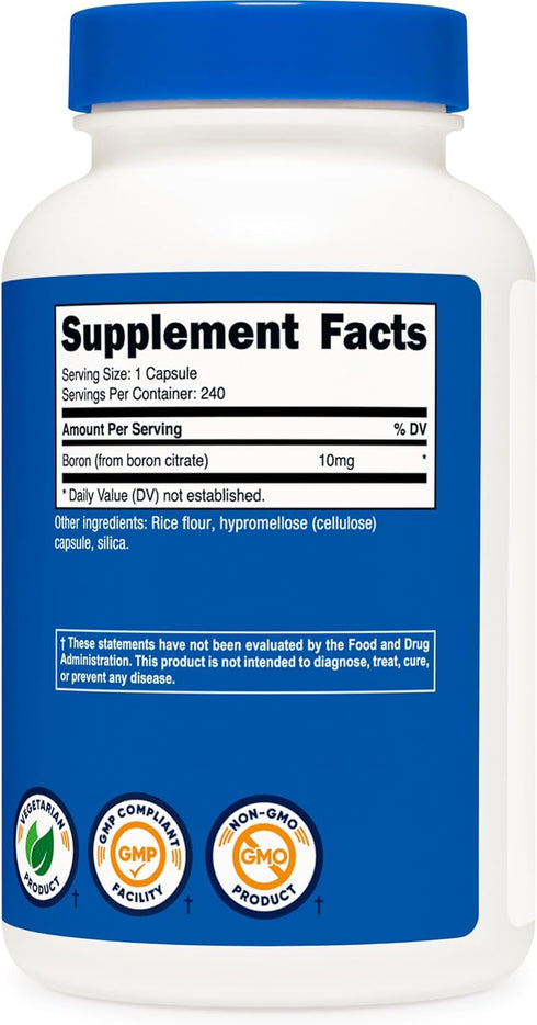 Nutricost Boron Capsules 10mg, 240 Vegetarian Capsules, Gluten Free and Non-GMO Supplement
