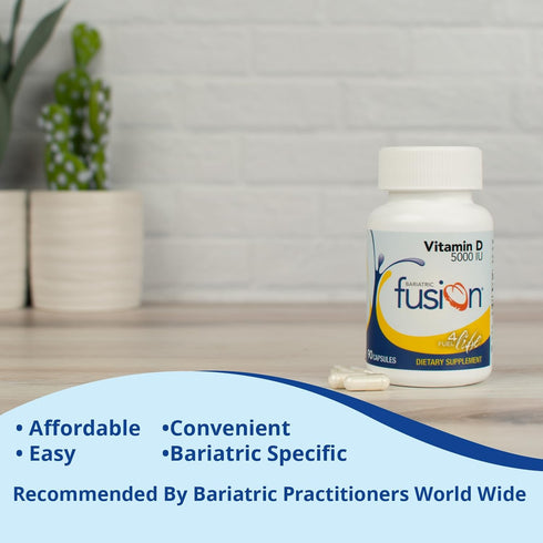Bariatric Fusion Vitamin D3 5000 IU | Easy to Swallow Capsule | One Per Day | Support Bone Strength & Calcium