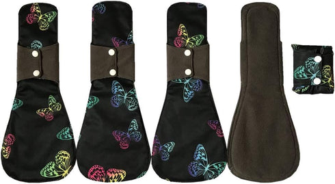 JUTESK MUMBABY 5pcs 14 Inch Overnight Charcoal Bamboo Mama Cloth/Menstrual Pads/Reusable Sanitary Pads