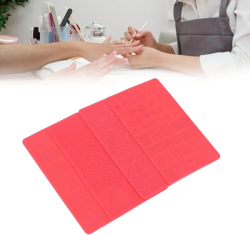 Nail Stamping Template, 4pcs Nail Stamp Plates Set, 3D Relief Nail Printing Template for Salon DIY Manicure