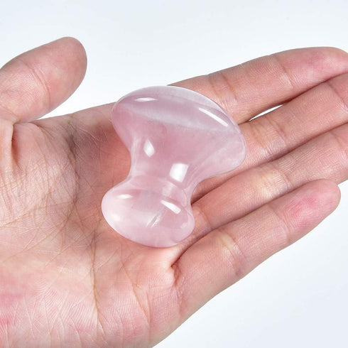 MIMOSA Handmade Natural Rose Quartz Gua Sha Scraping Massage Tool Mushroom Shaped GuaSha Board for SPA Relaxing