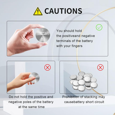 CR2412 Lithium 3V Batteries, 5 Pack for Car Key Fob and Smart Watch Replacement