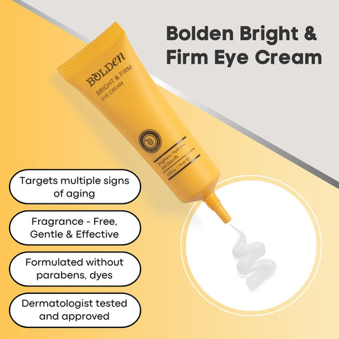 BOLDEN Bright & Firm Eye Cream | Under Eye Cream for Dark Circles & Puffiness, Hydrates & Improves Wrinkles (0.5 Fl Oz)