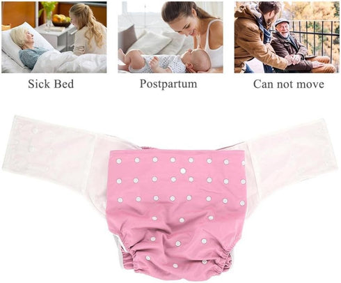 Reusable Adult Diaper, Washable Pocket Nappy Cover, Adjustable Breathable Cloth Diaper