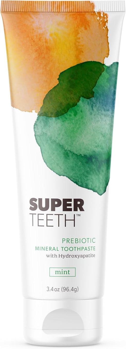 SuperTeeth Prebiotic Mineral Toothpaste for Adults and Kids | Fluoride Free | Antiplaque | Hydroxyapatite | SLS Free |
