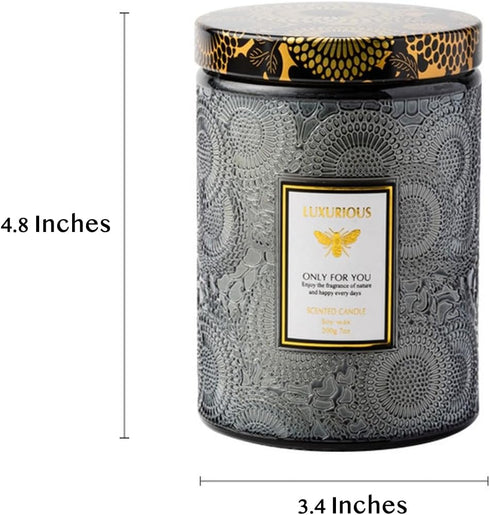 SULEAD 80% 75 14 Oz Relax Candle Soy Wax XL Hr Embossed Glass Jar Essential Oil Smokeless Aromatherapy Home Valentine