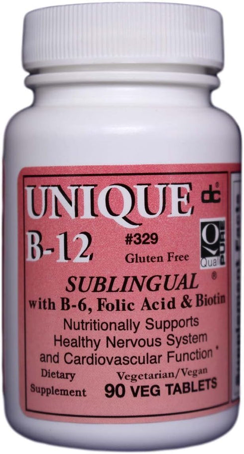 Unique B-12 Sublingual B Vitamins, 90 Vegi Caps