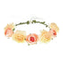 June Bloomy Women Rose Floral Crown Hair Wreath Leave Headband with Adjustable Ribbon (Champagne)