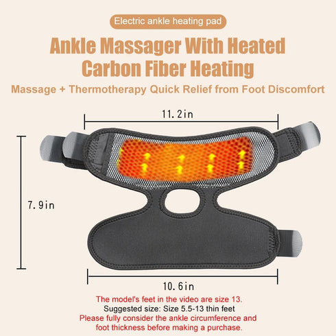 WOOLALA 3 3 Heated Ankle Brace with Vibration USB Foot Heating Pad for Winter Foot Warmer for Circulation with Heating