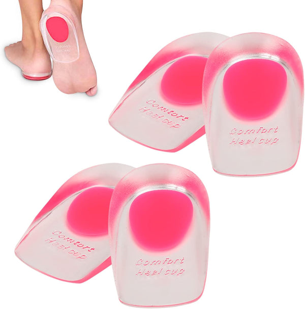 2 Pairs Women Gel Heel Cups - Soft Elastic Massage Heel Cushion for Foot Pain Relief, 4.1 x 2.4 x 0.9in