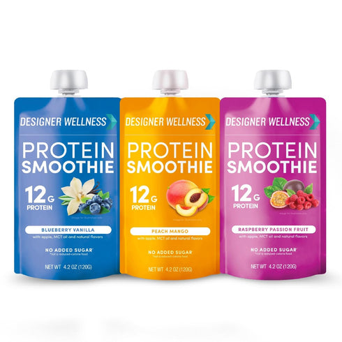 Designer Wellness Protein Smoothie, Real Fruit, 12g Protein, Low Carb, Zero Added Sugar, 12 Count
