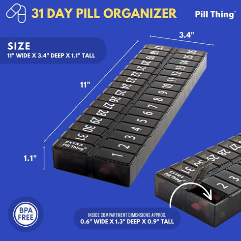 Once-a Day Monthly Pill Organizer Removable Lid for Easy Loading - Large Compartment Pill Box Medications for Entire