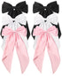 SUSULU 6pcs Large Hair Bows, Vintage Hair Barrette Clips for Women and Girls (Black/White/Pink)