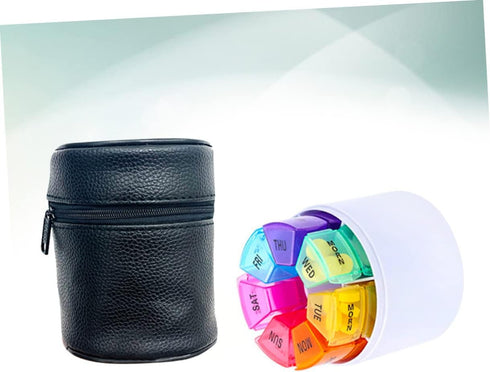 VALICLUD Medication Organizer Travel Pill Box Day Weekly Sections Portable Medicine Holder Pu Bag for Daily Use Outdoor