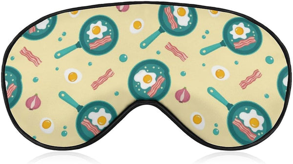Sleep Mask,Fried Eggs Bacon Onions Eye Masks with Adjustable Strap for Sleeping,Block
