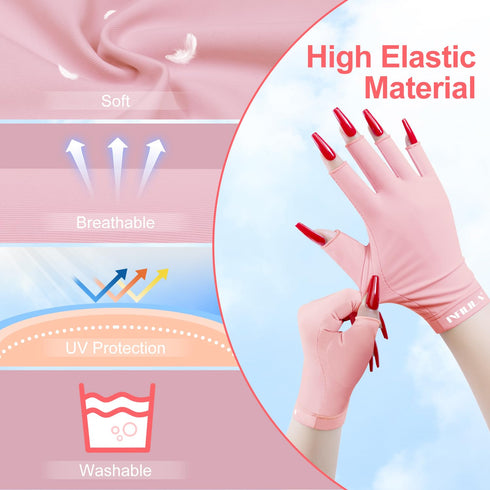 NXJ INFILILA UV Gloves for Nails, Professional Anti UV Light Gloves for Gel Manicure, UPF 99+ Protection, Fingerless