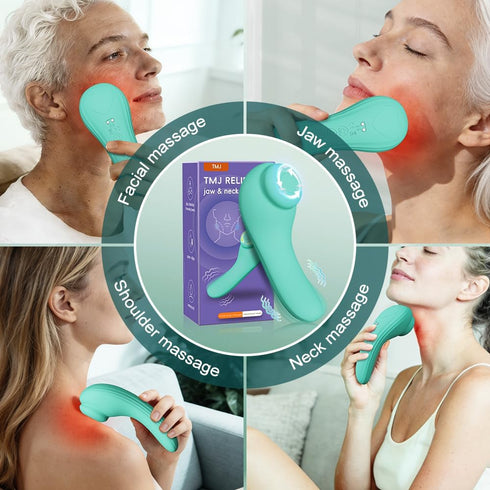 muosiz TMJ Relief Products Jaw Massager,Neck Massager with Rolling,Vibrating and Heating, Real-Like Massage for TMJ Jaw