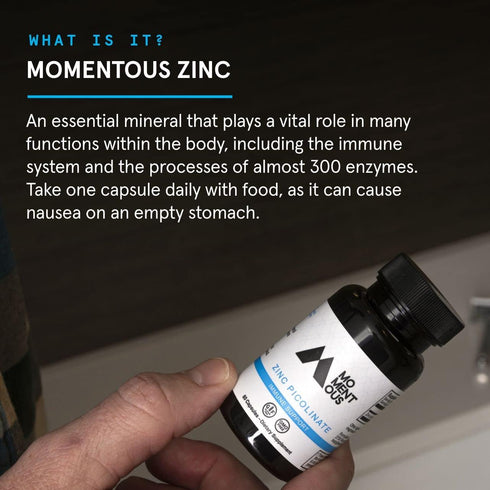 Momentous Zinc Picolinate, Bioavailable Zinc Supplement for Immunity, Hormone Support, and Joint Health