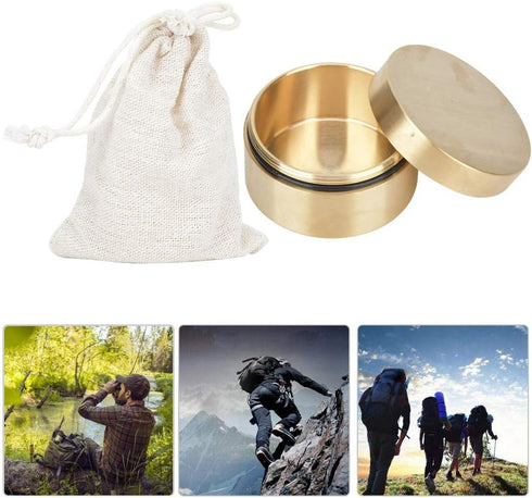 Round Storage Box Pill Case, Outdoor Waterproof Brass Container, Leakproof Mini Accessories for Travel