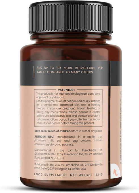 1000mg Resveratrol - 90 Tablets (3 Months Supply) with Black Pepper Extract for Faster Absorption