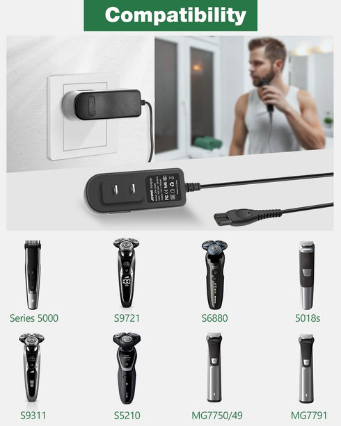 HQ8505 Replacement Phi Lips Nore lco Charger Cord Fit for 2300 3500 7000 5000 3000 Series mg5750 mg7750 Electric Shaver Razor, Aquatec Arcitec Multigroom Beard Trimmer