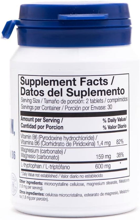 TRYPTOPHAN,MELATONIN, Magnesium,Vitamin B6-60TABS. ANA Maria LAJUSTICIA
