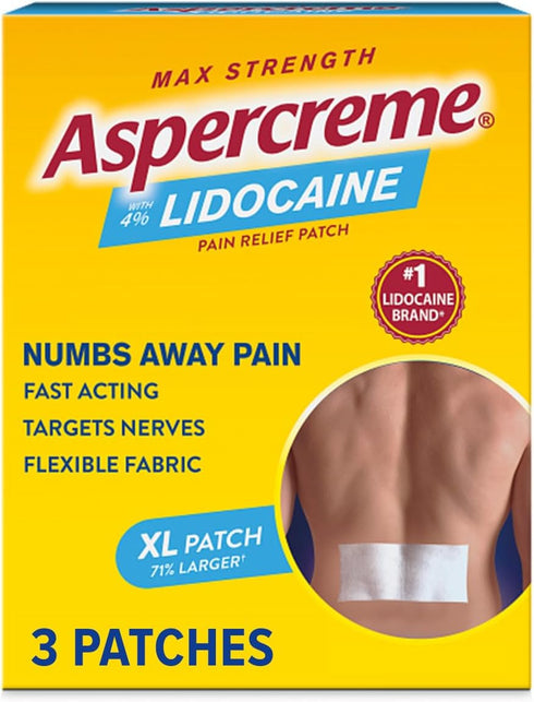 Aspercreme Max Strength Lidocaine Pain Relief Patch - XL (3 Count), Odor Free