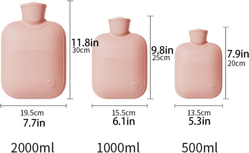 RLPPBMD Bag(Beige,2000ml) Hot Water Bottle Warm Water Bag Filling Hot Water Bag Hand Warmer Compress Stomach Cute Plush
