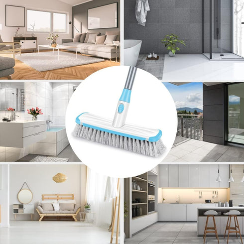 Scrub Brush Floor Brush with Long Handle, 2 in 1 Deck Brush Floor Scrubber for Bathroom, Kitchen, Tub, Carpet