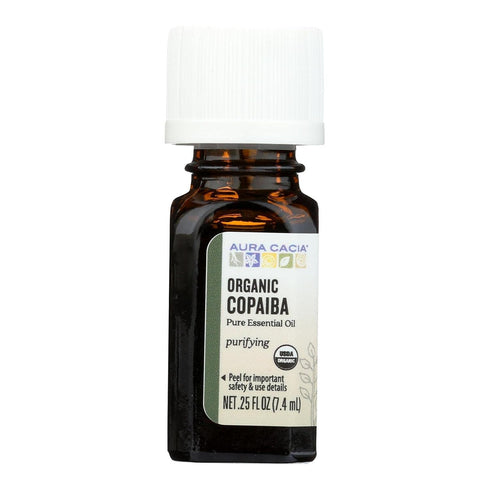 Aura Cacia Certified Organic Pure Copaiba Essential Oil, 0.25 fl. oz.