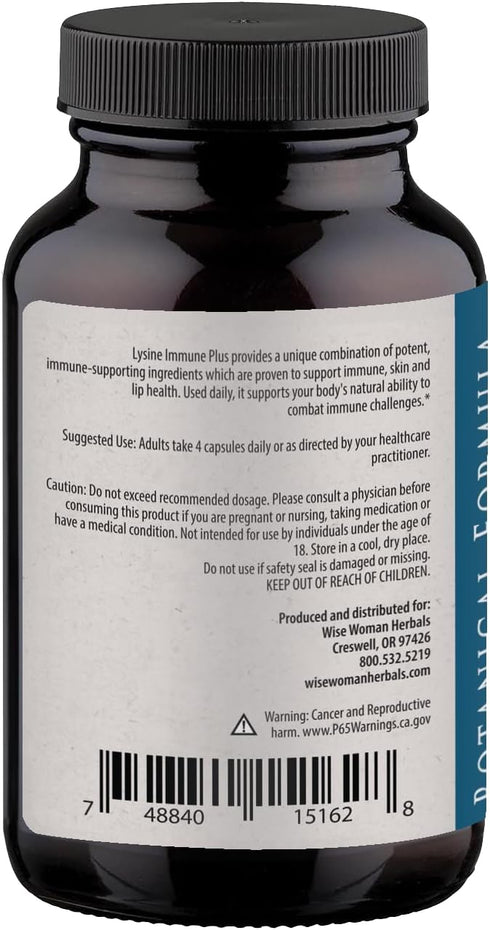 Immune 120 Count Immune Wise Woman Herbals Lysine Plus Lip - Vegetable Capsules - Clinically Proven Lip Health