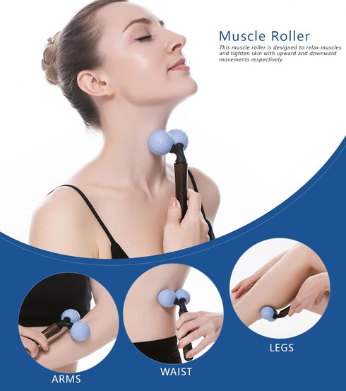 Relax Massage RollerHandheld Total Body Massager Tools for Back, Neck, Foot, Calf, Leg, Arm & Deep Tissue Massager