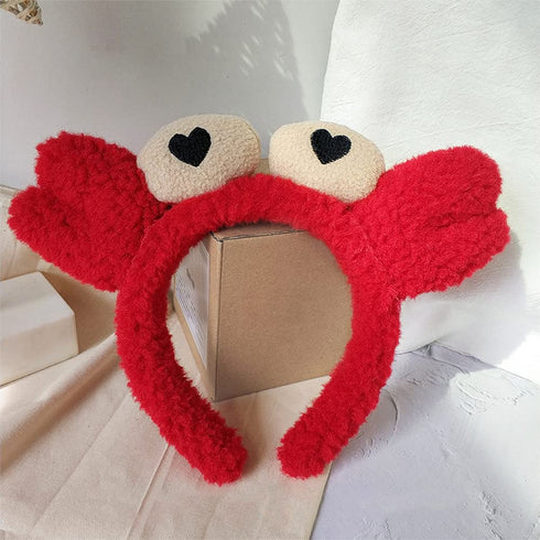 Red Crab Claw Headband for Women, SPA Skin Care Facial Hair Band Makeup Washing Accessories